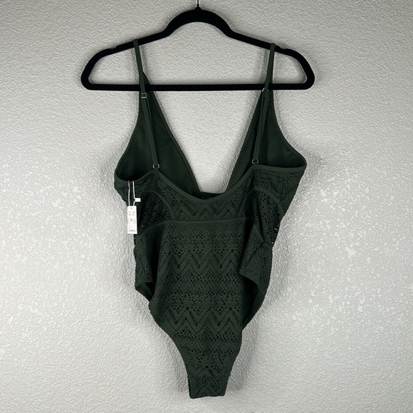 TiniBikini Olive Crochet Summer Vacation One Piece Swimsuit Size Large New! - Picture 4 of 6